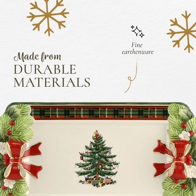Spode Christmas Tree Figural Tartan Tray, 12-Inch Festive Serving Tray With Tartan Border, Christmas Serving Tray - Fine Earthenware 3 Spode Christmas Tree Figural Tartan Tray, 12-Inch Festive Serving Tray With Tartan Border, Christmas Serving Tray - Fine Earthenware - Image 3