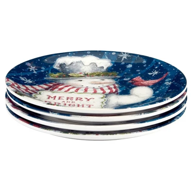 Certified International Set Of 4 Snowman Greetings Dessert Plates 1 Certified International Set Of 4 Snowman Greetings Dessert Plates