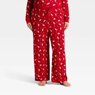 Women's Santa Print Ribbed Holiday Matching Family Pajama Pants - Wondershop™ Red 5 Women's Santa Print Ribbed Holiday Matching Family Pajama Pants - Wondershop™ Red - Image 5