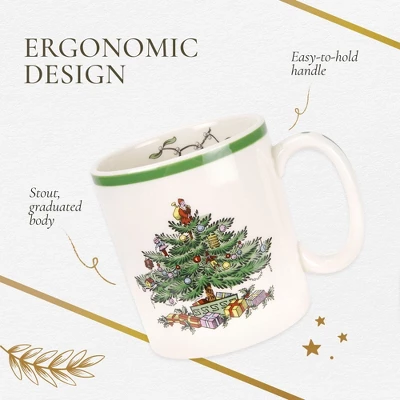 Spode Christmas Tree Mug Set Of 4 - 9oz Ceramic - Microwave, Oven, Freezer & Dishwasher Safe - Festive Holiday Coffee Tea Cup 3 Spode Christmas Tree Mug Set Of 4 - 9oz Ceramic - Microwave, Oven, Freezer & Dishwasher Safe - Festive Holiday Coffee Tea Cup - Image 3