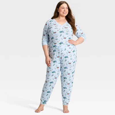 Women's "Tis The Ski-son!" Cozy Knit Holiday Matching Family Pajama Pants - Wondershop™ Blue 2 Women's "Tis The Ski-son!" Cozy Knit Holiday Matching Family Pajama Pants - Wondershop™ Blue - Image 2