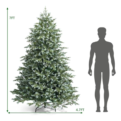 Costway 7ft Artificial Christmas Spruce Hinged Tree W/ 1260 Mixed PE & PVC Tips 3 Costway 7ft Artificial Christmas Spruce Hinged Tree W/ 1260 Mixed PE & PVC Tips - Image 3