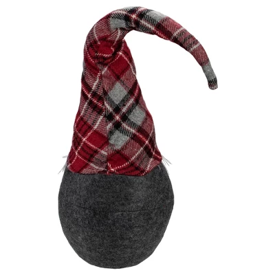 Northlight Plaid Bendable Hat Gnome Sitting Christmas Decoration - 25" - Red And Gray 4 Northlight Plaid Bendable Hat Gnome Sitting Christmas Decoration - 25" - Red And Gray - Image 4