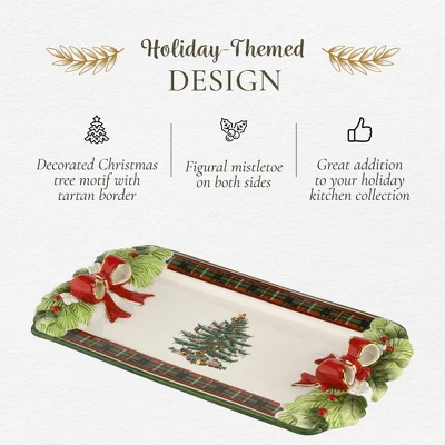 Spode Christmas Tree Figural Tartan Tray, 12-Inch Festive Serving Tray With Tartan Border, Christmas Serving Tray - Fine Earthenware 2 Spode Christmas Tree Figural Tartan Tray, 12-Inch Festive Serving Tray With Tartan Border, Christmas Serving Tray - Fine Earthenware - Image 2