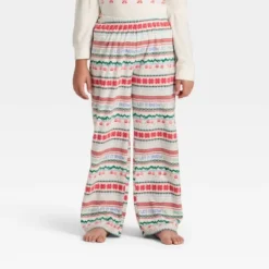 Kids' "Let It Snow" Fair Isle Microfleece Holiday Matching Family Pajama Pants - Wondershop⢠Cream