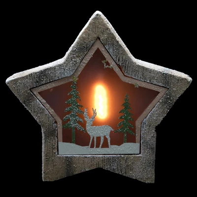 Northlight LED Lighted Star With Reindeer In The Woods Scene Christmas Decoration - 13.25" 1 Northlight LED Lighted Star With Reindeer In The Woods Scene Christmas Decoration - 13.25"