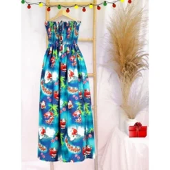 HAPPY BAY Women's A Line Slit Maxi Casual Beach Vacation Dress Tube Top Long Strapless Christmas Holiday Dresses For Women L-XL Blue Palm Tree -Northlight Sale Store GUEST c6de71a8 319c 4020 b8e6 3e1d0a819e98