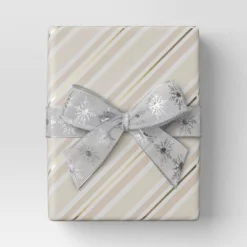 30â 25 Sq Ft Christmas Roll Wrap Blush/White/Gold Diagonal Stripes - Wondershopâ˘