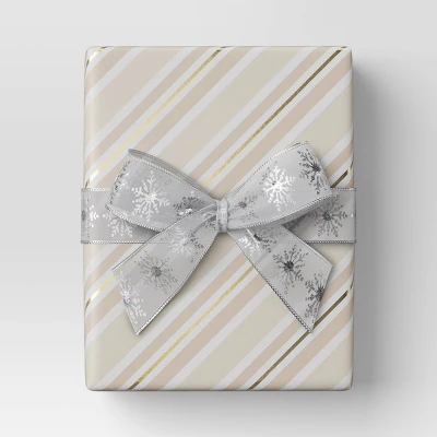 30” 25 Sq Ft Christmas Roll Wrap Blush/White/Gold Diagonal Stripes - Wondershop™ 1 30” 25 Sq Ft Christmas Roll Wrap Blush/White/Gold Diagonal Stripes - Wondershop™