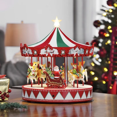 Mr. Christmas 14" Animated Vintage LED Carousel Musical Christmas Decoration 2 Mr. Christmas 14" Animated Vintage LED Carousel Musical Christmas Decoration - Image 2