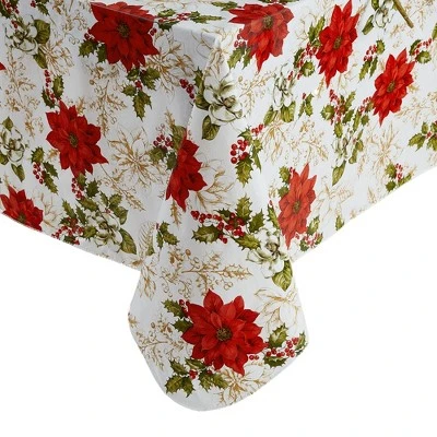 Elrene Poinsettia Grace Vinyl Indoor/Outdoor Tablecloth - Elrene Home Fashions 1 Elrene Poinsettia Grace Vinyl Indoor/Outdoor Tablecloth - Elrene Home Fashions