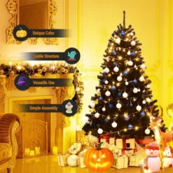 Costway 7.5Ft Or 6Ft Hinged Artificial Halloween Christmas Tree Full Tree With Metal Stand Black 15 Costway 7.5Ft Or 6Ft Hinged Artificial Halloween Christmas Tree Full Tree With Metal Stand Black -Northlight Sale Store GUEST c85c1be7 e743 4b2a 9f0a 9f94d50166f2