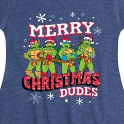 Girls' - Teenage Mutant Ninja Turtles - Merry Christmas Dude Fit & Flair Cap Sleeve Graphic Dress