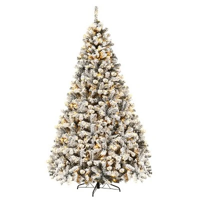 Costway 6ft/7.5ft/9ft Pre-Lit Premium Snow Flocked Hinged Artificial Christmas Tree With 250 Lights/450 Light/550 Lights 12 Costway 6ft/7.5ft/9ft Pre-Lit Premium Snow Flocked Hinged Artificial Christmas Tree With 250 Lights/450 Light/550 Lights - Image 12