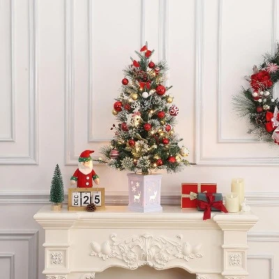 3 Ft Pre-Lit Artificial Christmas Tree With 78 Battery-Powered LED Lights & Illuminated Base, Indoor/Outdoor Holiday Decor For Home Yard Office 6 3 Ft Pre-Lit Artificial Christmas Tree With 78 Battery-Powered LED Lights & Illuminated Base, Indoor/Outdoor Holiday Decor For Home Yard Office - Image 6