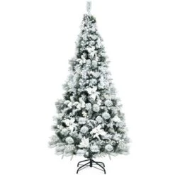 Costway 5ft/6ft/7ft/8ft Snow Flocked Hinged Christmas Tree W/ Berries & Poinsettia Flowers 21 Costway 5ft/6ft/7ft/8ft Snow Flocked Hinged Christmas Tree W/ Berries & Poinsettia Flowers -Northlight Sale Store GUEST cc14ae70 8891 43a2 ad81 1c45fba20f55