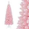 Costway 5/6/7/8 FT Artificial Pink Christmas Tree With 328/460/635/1000 Branch Tips Folding Metal Stand
