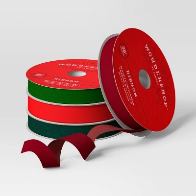 4 Pk Christmas Velvet Ribbon Gift Packaging Accessories Red/Green - Wondershop™ 2 4 Pk Christmas Velvet Ribbon Gift Packaging Accessories Red/Green - Wondershop™ - Image 2