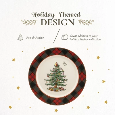 Spode Christmas Tree Tartan 12" Buffet Plate - Classic Christmas Design With Tartan Border - Dishwasher, Microwave, Freezer Safe 2 Spode Christmas Tree Tartan 12" Buffet Plate - Classic Christmas Design With Tartan Border - Dishwasher, Microwave, Freezer Safe - Image 2