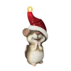 Transpac Resin LED Mouse With Red Hat Multicolor Tabletop Christmas Decor Battery Operated Prelit Indoor Gift