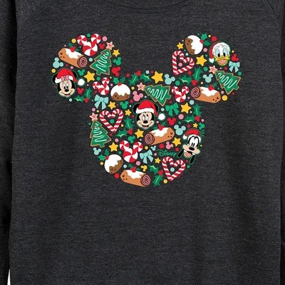 Women's - Disney - Mickey Mouse Christmas Ear Silhouette Lightweight French Terry Wide Neck Long Sleeve Graphic Shirt 1 Women's - Disney - Mickey Mouse Christmas Ear Silhouette Lightweight French Terry Wide Neck Long Sleeve Graphic Shirt