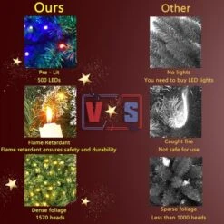 Costway 7Ft Prelit Christmas Tree, Hinged Xmas Tree With 500 Multi-Color, Warm White LED Lights, 1570 PVC Branch, 11 Lighting Modes, Metal Stand 8 Costway 7Ft Prelit Christmas Tree, Hinged Xmas Tree With 500 Multi-Color, Warm White LED Lights, 1570 PVC Branch, 11 Lighting Modes, Metal Stand -Northlight Sale Store GUEST d0ab3014 fe57 4d0f b3df 9da2a15f070a