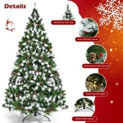 Costway 6ft7.5ft9ft Pre-lit Snowy Christmas Tree 81813982058 Tips W/ Pine Cones & Red Berries 18 Costway 6ft7.5ft9ft Pre-lit Snowy Christmas Tree 81813982058 Tips W/ Pine Cones & Red Berries -Northlight Sale Store GUEST d11a58b3 f40b 4c7a 80f8 01f8348333d7