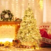 Costway 6 FT/7FT/8FT Pre-Lit Christmas Tree 3-Minute Quick Shape Flocked Decor With 300/450/600 LED Lights