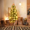 Costway 5/6/7 Ft Pre-lit Artificial Pencil Christmas Tree Hinged Fir PVC Tree With 150/250/350 LED Lights