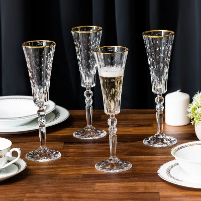 Lorren Home Trends Marilyn Gold Flutes, Set Of 4 3 Lorren Home Trends Marilyn Gold Flutes, Set Of 4 - Image 3