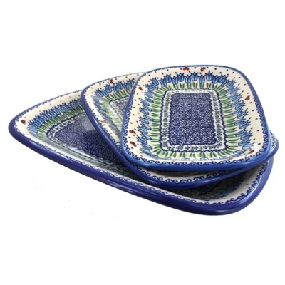 Blue Rose Polish Pottery 6200 Vena 3 Piece Rectangular Serving Set 7 Blue Rose Polish Pottery 6200 Vena 3 Piece Rectangular Serving Set - Image 7