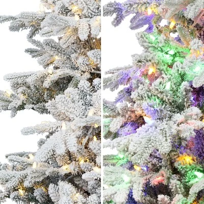 Puleo 7' Pre-Lit LED Flocked Full Utah Fir Artificial Christmas Tree Color Select Lights 6 Puleo 7' Pre-Lit LED Flocked Full Utah Fir Artificial Christmas Tree Color Select Lights - Image 6