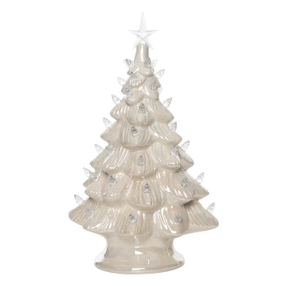Transpac 13.6 Inch White Holiday Tree With Pearlescent Glaze Decorative Stoneware For Christmas Decor 1 Transpac 13.6 Inch White Holiday Tree With Pearlescent Glaze Decorative Stoneware For Christmas Decor