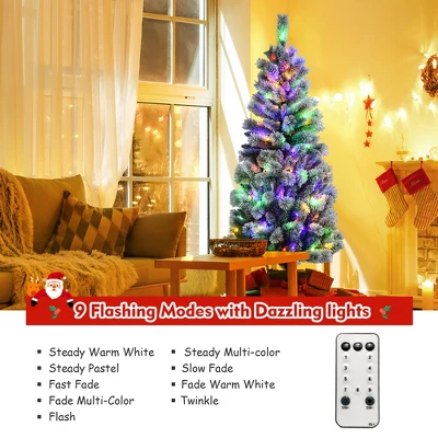 Costway 6FT Pre-Lit Hinged Christmas Tree Snow Flocked W/9 Modes Remote Control Lights 7 Costway 6FT Pre-Lit Hinged Christmas Tree Snow Flocked W/9 Modes Remote Control Lights - Image 7