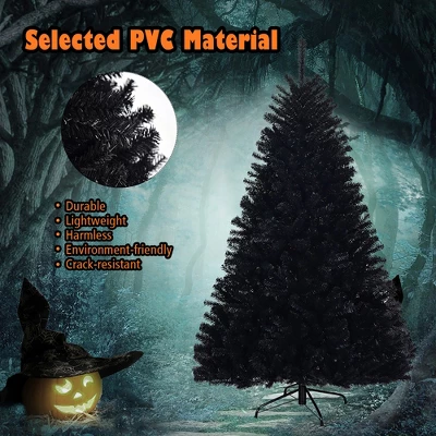 Costway 7.5Ft Or 6Ft Hinged Artificial Halloween Christmas Tree Full Tree With Metal Stand Black 7 Costway 7.5Ft Or 6Ft Hinged Artificial Halloween Christmas Tree Full Tree With Metal Stand Black - Image 7