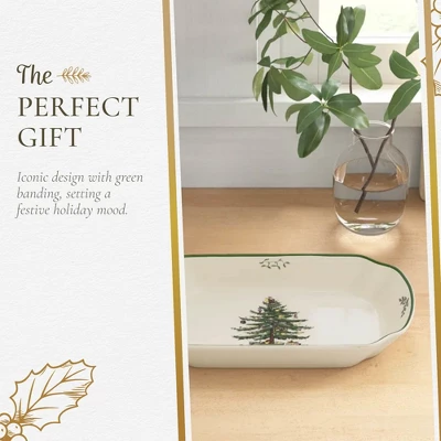 Spode Christmas Tree 11-Inch Rectangular Scalloped Tray, Stoneware Holiday Serving Platter - Festive Tableware - Dishwasher, Microwave, Freezer Safe 5 Spode Christmas Tree 11-Inch Rectangular Scalloped Tray, Stoneware Holiday Serving Platter - Festive Tableware - Dishwasher, Microwave, Freezer Safe - Image 5