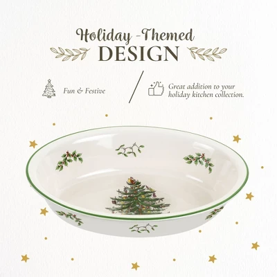 Spode Christmas Tree Oval Rim Dish (12.5" X 8.75") Festive Deep Baking Pan - Fine Porcelain, Microwave, Freezer, Dishwasher Safe 2 Spode Christmas Tree Oval Rim Dish (12.5" X 8.75") Festive Deep Baking Pan - Fine Porcelain, Microwave, Freezer, Dishwasher Safe - Image 2