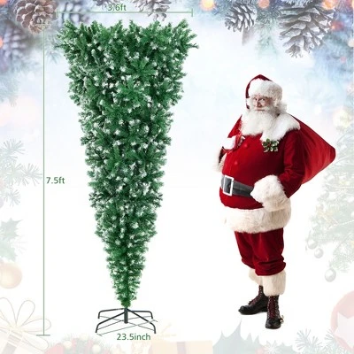 Costway 7.5FT Pre-Lit Snowy Upside Down Christmas Tree 1100 Tips W/ 400 Lights & 8 Modes 3 Costway 7.5FT Pre-Lit Snowy Upside Down Christmas Tree 1100 Tips W/ 400 Lights & 8 Modes - Image 3