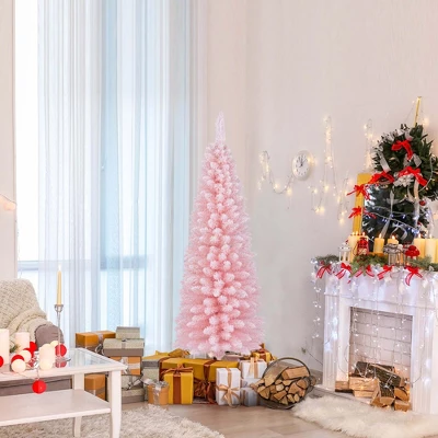 Costway 5/6/7/8 FT Artificial Pink Christmas Tree With 328/460/635/1000 Branch Tips Folding Metal Stand 10 Costway 5/6/7/8 FT Artificial Pink Christmas Tree With 328/460/635/1000 Branch Tips Folding Metal Stand - Image 10