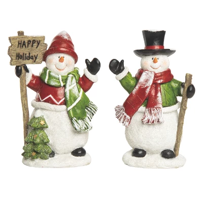 Transpac Jolly Snowman Decor Set Of 2 Christmas Home Decorations Resin Decorative Objects For Holiday Cheer 1 Transpac Jolly Snowman Decor Set Of 2 Christmas Home Decorations Resin Decorative Objects For Holiday Cheer