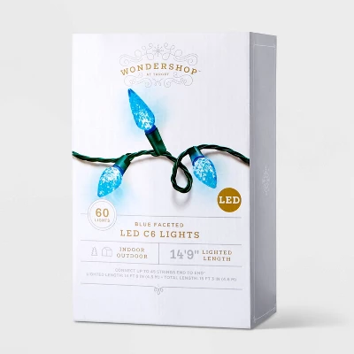 60ct LED C6 Faceted Christmas String Lights With Green Wire - Wondershop™ 3 60ct LED C6 Faceted Christmas String Lights With Green Wire - Wondershop™ - Image 3