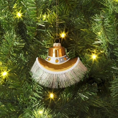 Christmas Glass Gold Cowboy Hat Ornament - Wondershop™ 1 Christmas Glass Gold Cowboy Hat Ornament - Wondershop™