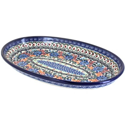 Blue Rose Polish Pottery 104 Vena Oval Platter 3 Blue Rose Polish Pottery 104 Vena Oval Platter - Image 3