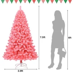 Costway 4.5/6.5/7.5 Ft Snow Flocked Hinged Artificial Christmas Tree W/ Metal Stand Pink -Northlight Sale Store GUEST d8679d2a 6d19 4653 8413 3b7176f197f9