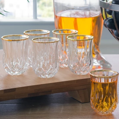 Lorren Home Trends Opera Gold Collection Set Of 6 Crystal Shot Glass With Gold Rim 2 Lorren Home Trends Opera Gold Collection Set Of 6 Crystal Shot Glass With Gold Rim - Image 2