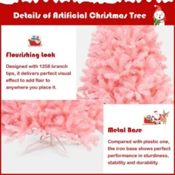 Costway 7.5Ft Hinged Artificial Christmas Tree Full Fir Tree New PVC W/ Metal Stand Pink 14 Costway 7.5Ft Hinged Artificial Christmas Tree Full Fir Tree New PVC W/ Metal Stand Pink -Northlight Sale Store GUEST d8de3e5d 0a6f 455a b749 49412817a82d