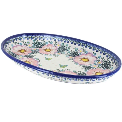 Blue Rose Polish Pottery 104 Vena Oval Platter 1 Blue Rose Polish Pottery 104 Vena Oval Platter