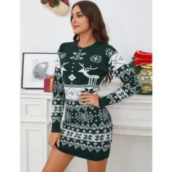 Women's Cute Ugly Christmas Sweater Dress Long Sleeve Crew Neck Pullover Reindeer Snowflakes Printed Holiday Mini Sweater Dress 9 Women's Cute Ugly Christmas Sweater Dress Long Sleeve Crew Neck Pullover Reindeer Snowflakes Printed Holiday Mini Sweater Dress -Northlight Sale Store GUEST d92ff49e 7168 458e b501 52037bb84c72