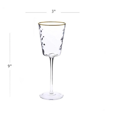 Classic Touch Set Of 6 Pebble Glass Wine Glasses With Gold Rim 2 Classic Touch Set Of 6 Pebble Glass Wine Glasses With Gold Rim - Image 2