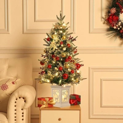 Homhougo 3FT Snow Flocked Mini Christmas Tree With Berry Clusters And Potted Base, Ideal For Table Or Front Porch Use 6 Homhougo 3FT Snow Flocked Mini Christmas Tree With Berry Clusters And Potted Base, Ideal For Table Or Front Porch Use - Image 6